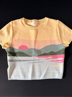 Luna Ivy Yellow Scenic Knit Crop Top